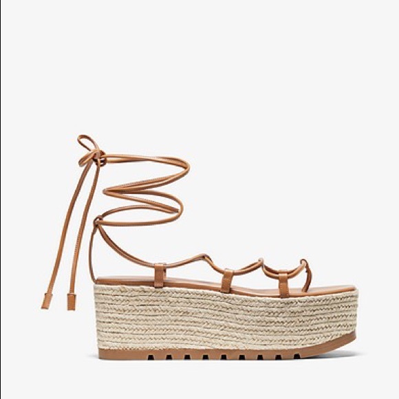 Michael Kors Mabal Leather Flatform Sandal Acorn - Picture 2 of 5